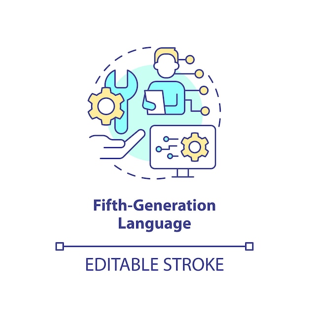 Vetor Ícone do conceito de linguagem de programação de quinta geração