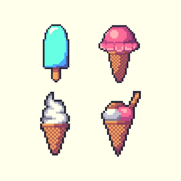 ícone do conjunto de gelados de pixel art