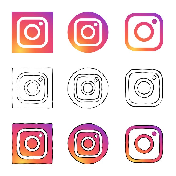 Ícone do conjunto de mídia social do vetor do instagram Ilustração do logotipo do instagram