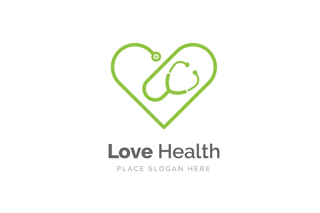 Ícone do estetoscópio com formato de coração. símbolo de saúde e medicina.