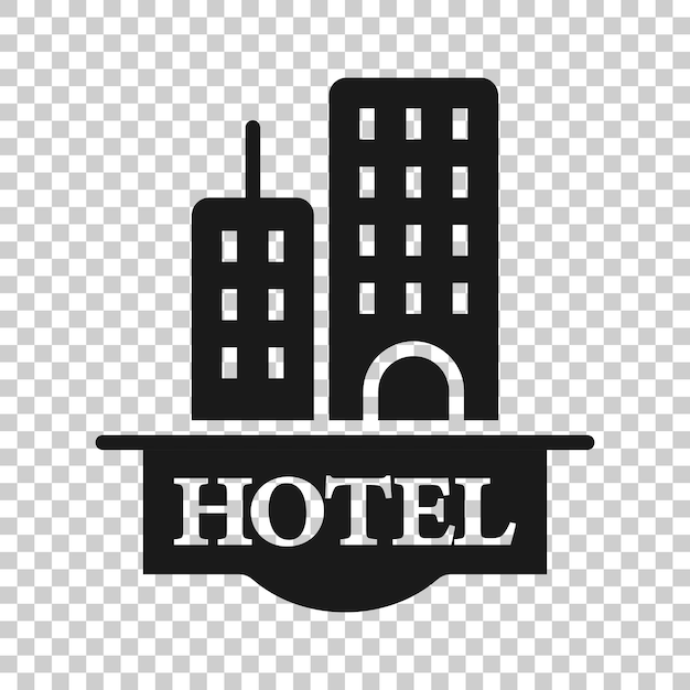 Vetor Ícone do hotel em estilo plano ilustração vetorial do edifício da pousada em fundo branco isolado conceito de negócio do quarto do albergue