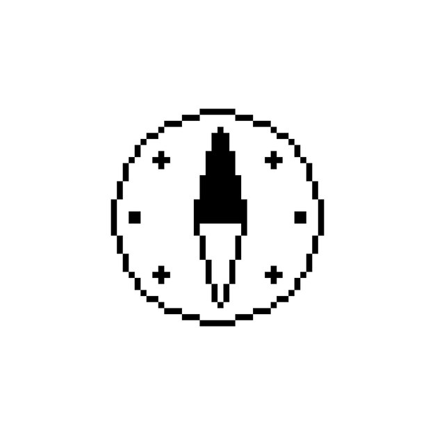 Vetor Ícone do logotipo da bússola em pixel art