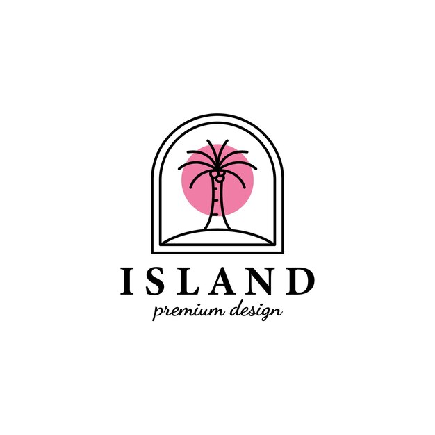 Ícone do logotipo da ilha ilustração de arte de linha minimalista design de vetor criativo ao ar livre