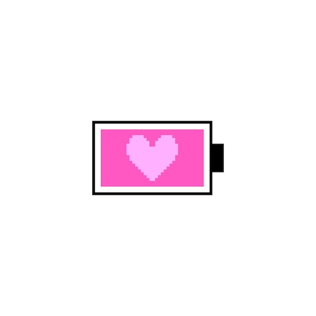 Vetor Ícone do logotipo da love battery energy em pixel art