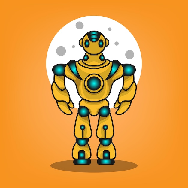 Ícone do logotipo da mascote mecha do robô humanóide amarelo