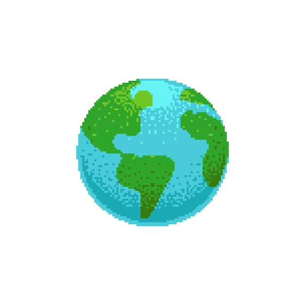 Vetor Ícone do logotipo da terra em pixel art