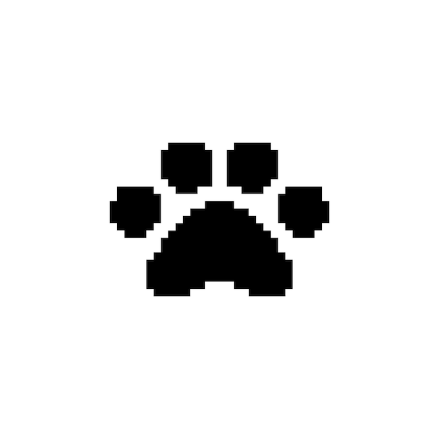 Vetor Ícone do logotipo de impressão de pé de gato em pixel art