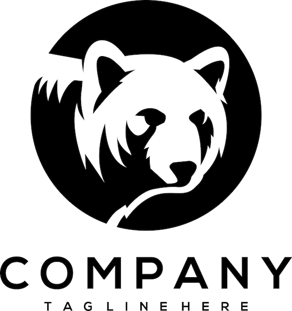 Ícone do logotipo do mascote da silhueta do urso