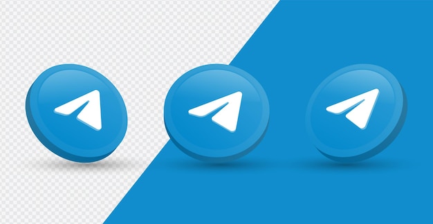 Vetor Ícone do logotipo do telegram em um moderno círculo de renderização em 3d para ícones de mídia social ou logotipos de rede