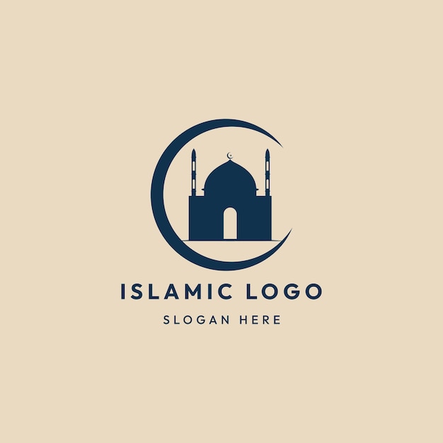 Vetor Ícone do logotipo vintage da mesquita e design de ilustração vetorial símbolo