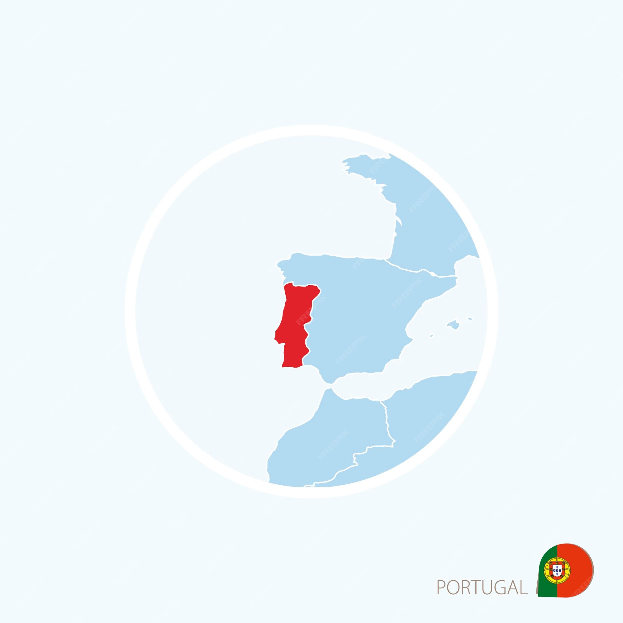 Mapa da europa com o mapa destacado de portugal