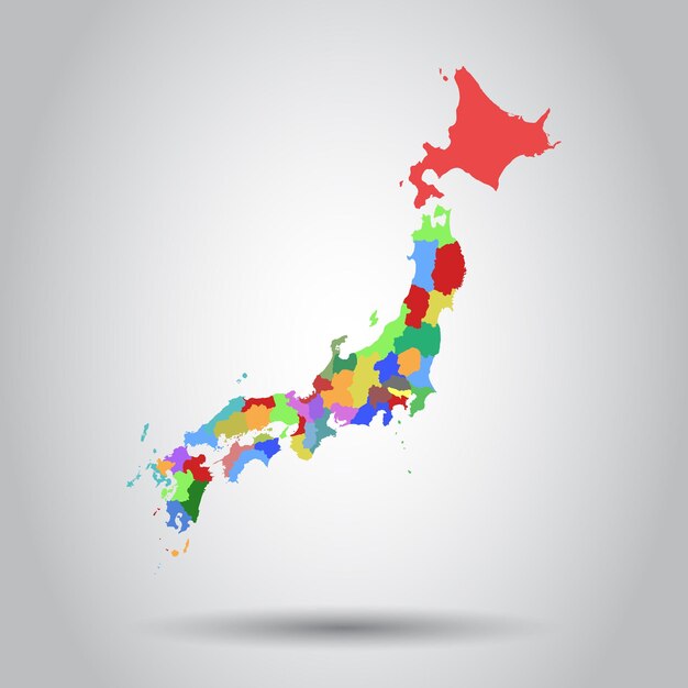 Vetor Ícone do mapa do japão ilustração vetorial plana símbolo do sinal do japão com sombra em fundo branco