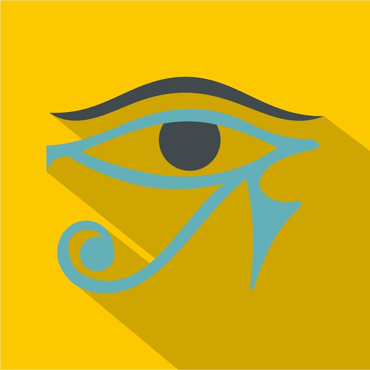 Vetor ícone do olho de hórus ilustração plana do olho de hôrus ícone vetorial para web isolado em fundo amarelo