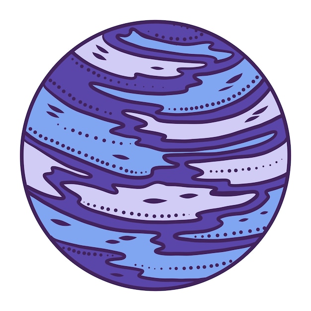 Ícone do planeta azul Ilustração desenhada à mão do ícone vetorial do planeta azul para web design
