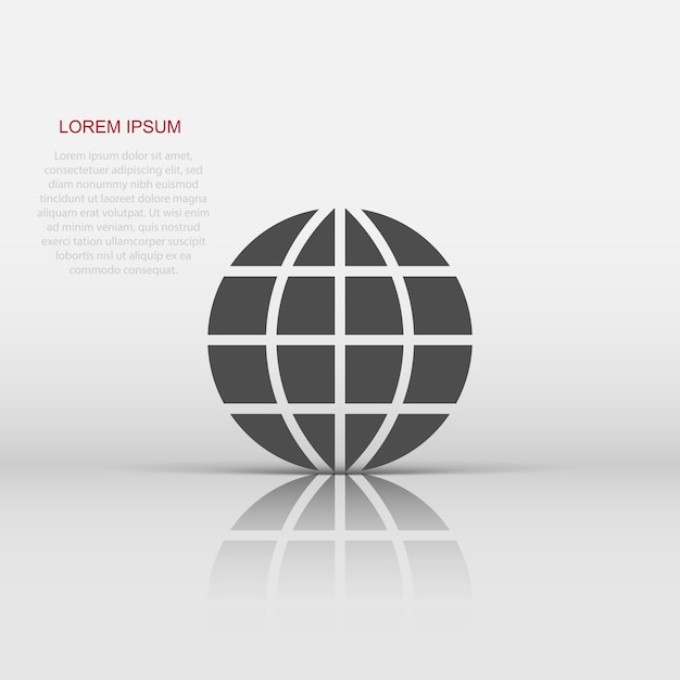 Vetor Ícone do planeta terra em estilo plano globo ilustração vetorial geográfica no fundo branco isolado conceito de negócios de comunicação global