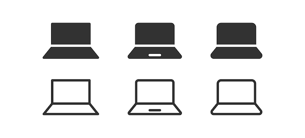 Vetor Ícone do portátil notebook sinais símbolo do computador símbolos do dispositivo ícones da tela do desktop ícones de cor preta vector sinal isolado