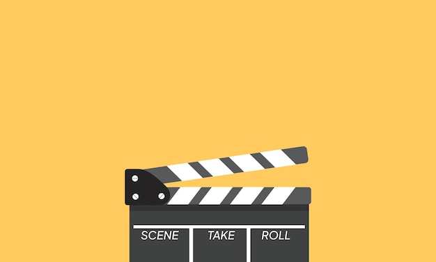 Ícone do quadro de batidas de filme de fundo em fundo colorido Vector de cinema de batidas em branco