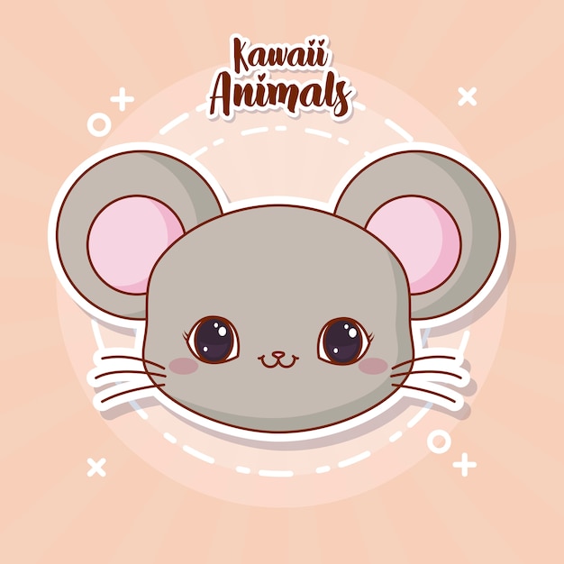 Vetor Ícone do rato kawaii