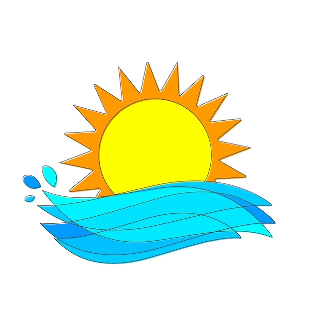 Vetor Ícone do sol modelo de design de símbolo gráfico ilustração vetorial de grandes ondas oceânicas