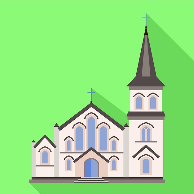 Ícone do templo da igreja da cidade ilustração plana do ícone vetor do templo da igreja da cidade para web design