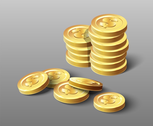 ícone do vetor da pilha dourada de moedas