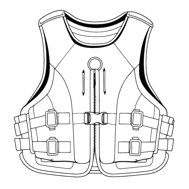 Ícone do vetor de contorno do colete salva-vidas de segurança