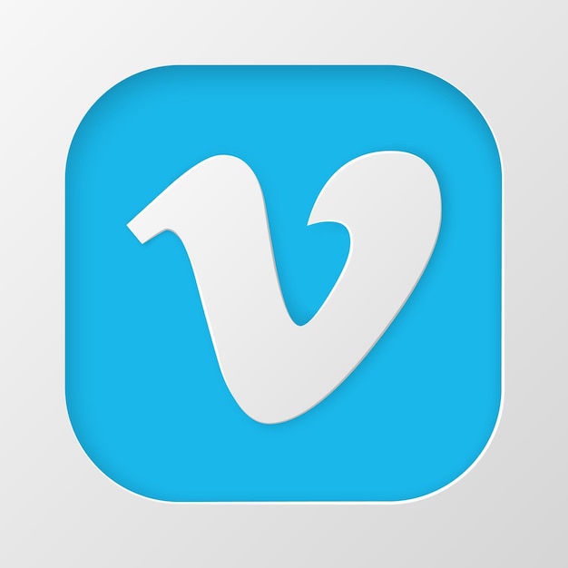 Ícone do Vimeo em ícones de mídia social de estilo de corte de papel