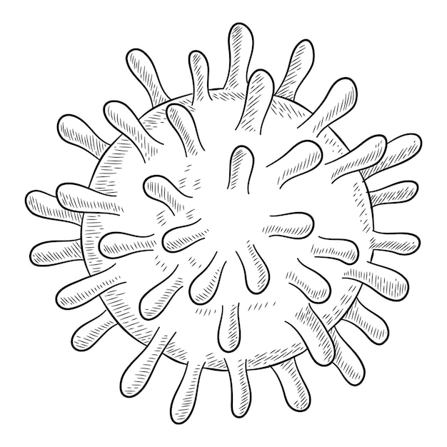 Vetor Ícone do vírus corona. contorne o ícone de vetor de vírus corona desenhado à mão para web design isolado no fundo branco