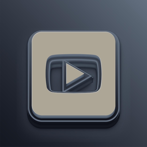 Ícone do YouTube em tons de cimento 3D com fundo cinza editável