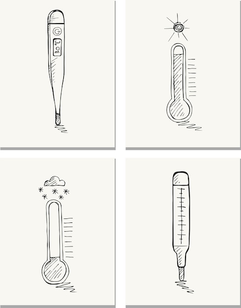 Vetor Ícone doodle of thermometer