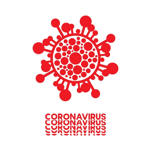 Ícone dos desenhos animados de vírus com inscrição minimalista desenho vetorial bactérias símbolo sinal de célula simples