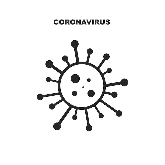 Ícone dos desenhos animados de vírus com inscrição minimalista desenho vetorial bactérias símbolo sinal de célula simples
