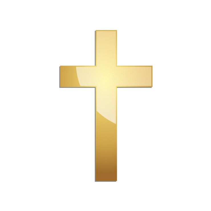 Vetor ícone dourado da cruz cristã. ilustração vetorial cruz cristã dourada isolada no fundo branco.