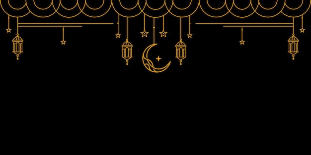Ícone dourado da linha de saudação kareem eid mubarak do ramadã design vetorial mínimo e simples