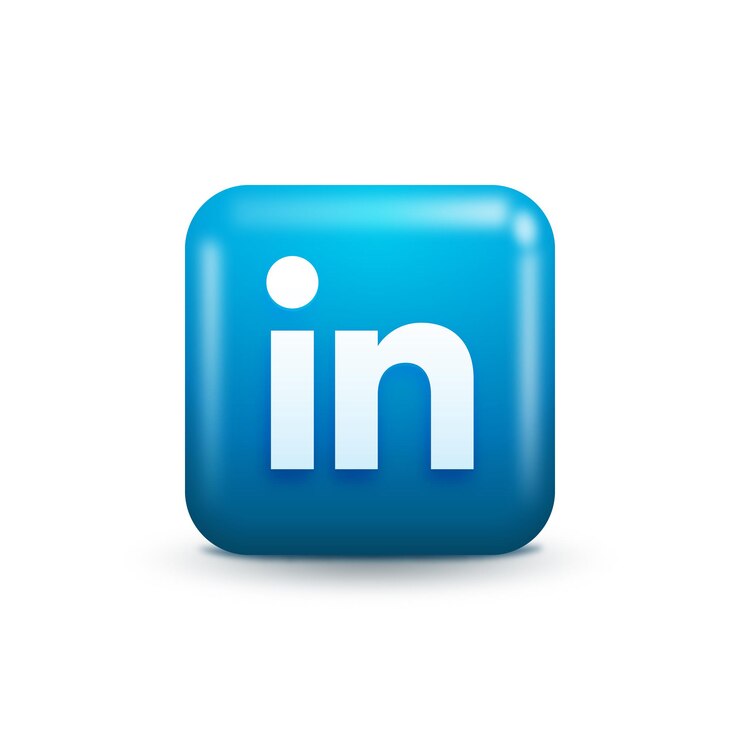 Vetor ícone e botão de mídia social do logotipo do linkedin 3d