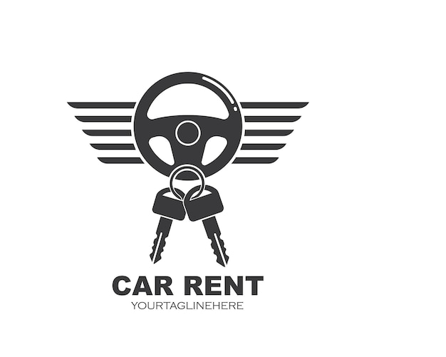 Ícone e logotipo da ilustração vetorial de aluguel de carros