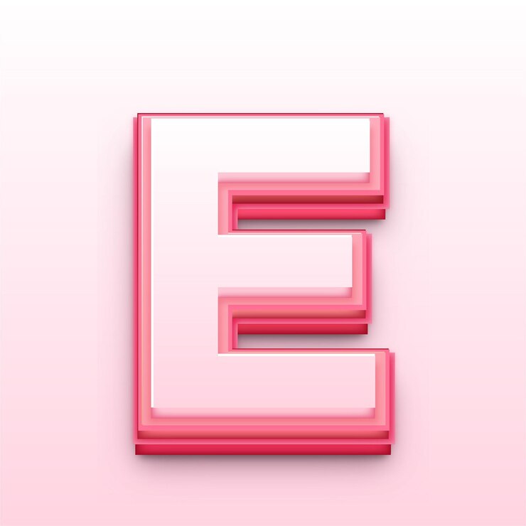 Vetor ícone elegante 3d de letra rosa e