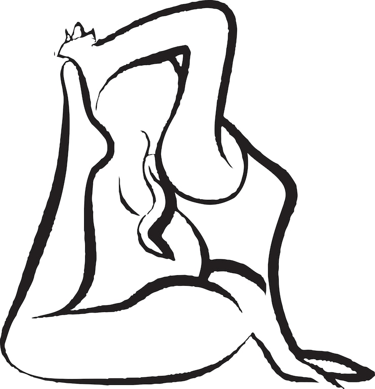Vetor ícone feminino de pose de ioga em estilo aquarela