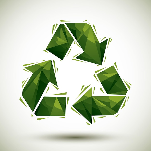 Ícone geométrico de reciclagem verde feito em estilo moderno 3d, melhor para uso como símbolo ou elemento de design para layouts de impressão ou web.