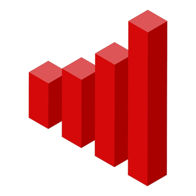 Ícone gráfico gráfico vermelho isométrico do ícone vetor gráfico gráfico vermelho para web design isolado em fundo branco