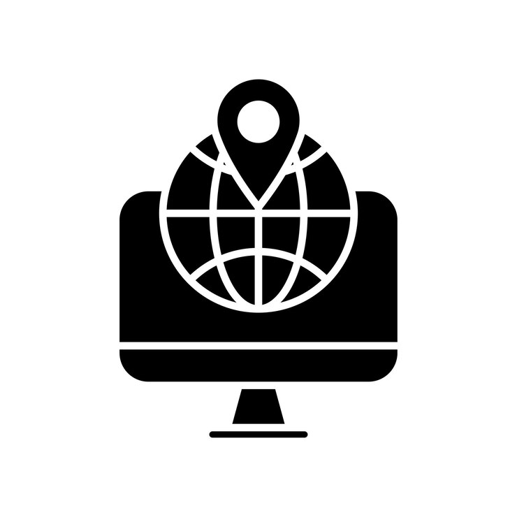 Vetor ícone ip set gps e símbolo vetorial de rastreamento de mapa em um estilo preenchido e delineado em preto sinal de tecnologia de rastreamento da rede ip