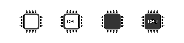 Vetor Ícone isolado da unidade central de processamento chip de computador da cpu symbol logo vector