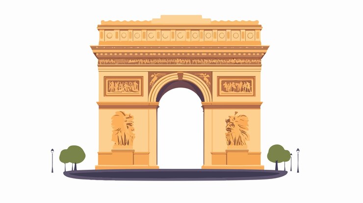 Vetor ícone isolado vista de amplo angulo do arco do triunfo em paris