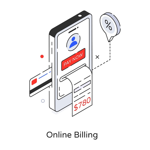Ícone isométrico moderno de cobrança online
