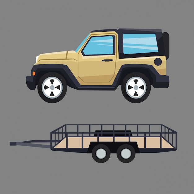 Ícone jeep e trailer