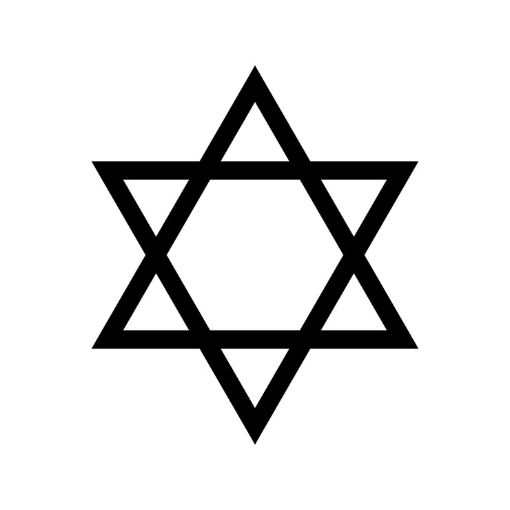 Ícone judaico da estrela David, modelo de design de seis estrelas pontiagudas Vetor grátis