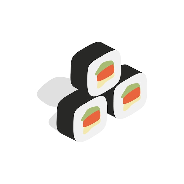 Vetor Ícone kimbap de comida tradicional coreana em estilo 3d isométrico isolado em fundo branco