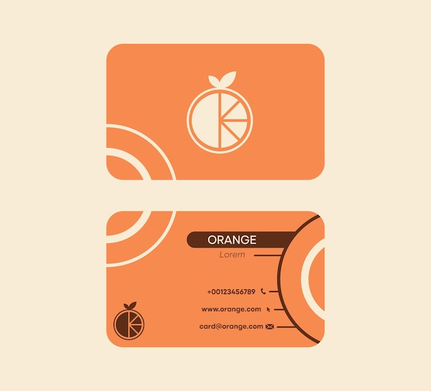 Ícone laranja. cartão de visita sobre laranja. cartão de visita colorido original com logotipo laranja exclusivo.