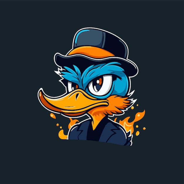 Ícone legal de mascote de logotipo de personagem de pato ou ganso para branding em vetor de desenho animado