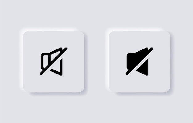 Ícone mudo sem alto-falante de volume de som desligado nos botões de neumorfismo ou ícones de aplicativos ui ux de estilo neumórfico